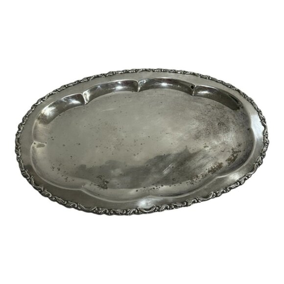 Vintage Del La Pena Silver Plated Oval Tray 18 - Picture 2 of 8